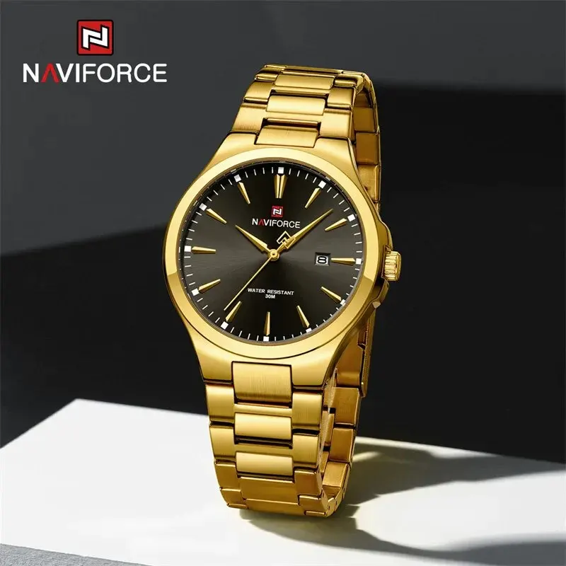 Naviforce NF9214 Black Dial Gold-tone Men's Watch